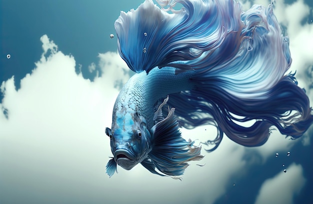 Generatywna ilustracja AI wspaniałej i kolorowej ryby betta