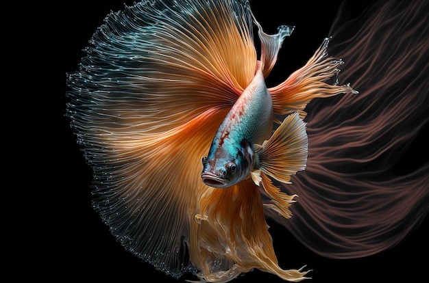 Generatywna ilustracja AI wspaniałej i kolorowej ryby betta