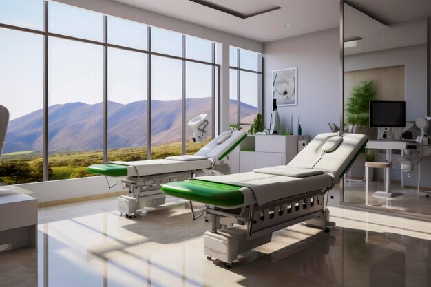 Generatywna ilustracja nowoczesnej kliniki masażu fizjoterapeutycznego Luksusowe obiekty Koncepcja zdrowia