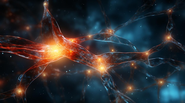 Zdjęcie generatywna sieć neuronowa komórki mózgowe ilustracja obraz ai generowana sztuka