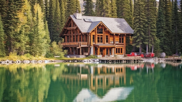 Zdjęcie generatywna sztuczna inteligencja emerald lake lodge