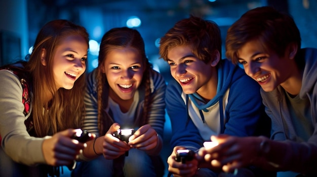 Zdjęcie generatywna sztuczna inteligencja i nastolatki korzystające z gier wideo