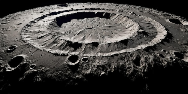 Zdjęcie generatywna sztuczna inteligencja inna obca planeta ulga powierzchniowa krater księżyca kosmiczne tło