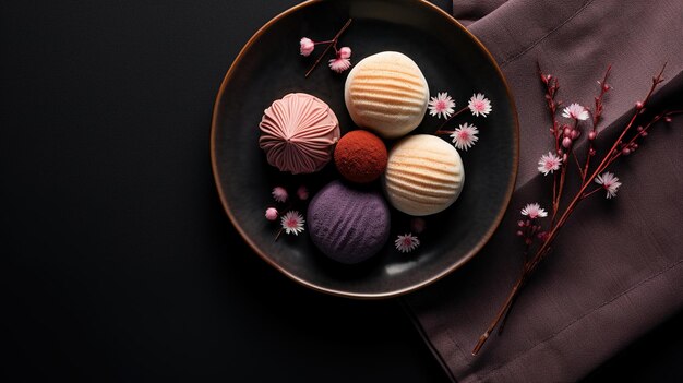 Generatywna sztuczna inteligencja Japońskie tradycyjne cukierki ciasto wagashi różne rodzaje słodyczy