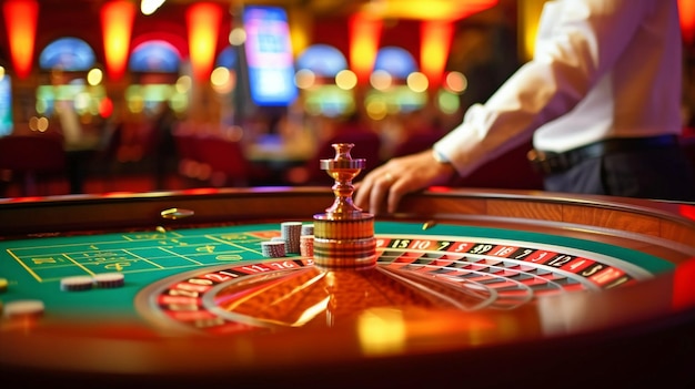 Generatywna sztuczna inteligencja jest używana przez mężczyznę grającego w ruletkę w kasynie