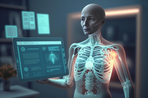 Generatywna sztuczna inteligencja ludzkiego ciała z obrazem rentgenowskim i zapleczem medycznym