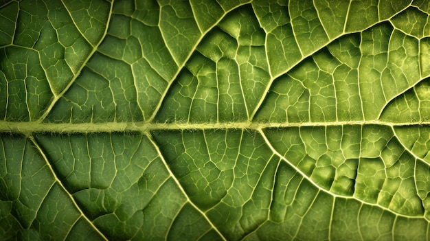 Generatywna sztuczna inteligencja makro tekstura zielonych liści żył zielonych liści tekstura ekologia tło