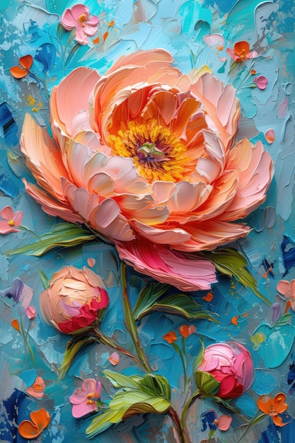 Generatywna sztuczna inteligencja Obraz wiosennych kwiatów na płótnie Piękne abstrakcyjne kolorowe kwiaty