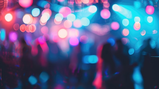 Generatywna sztuczna inteligencja rozmyta tło szczęśliwi studenci tańczący w klubie disko