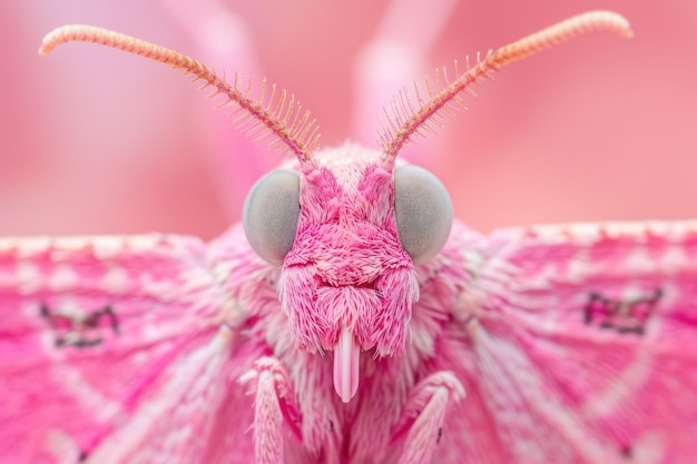 Generatywna sztuczna inteligencja Zbliżony portret różowego owada Makrofotografia super szczegóły i fantazja