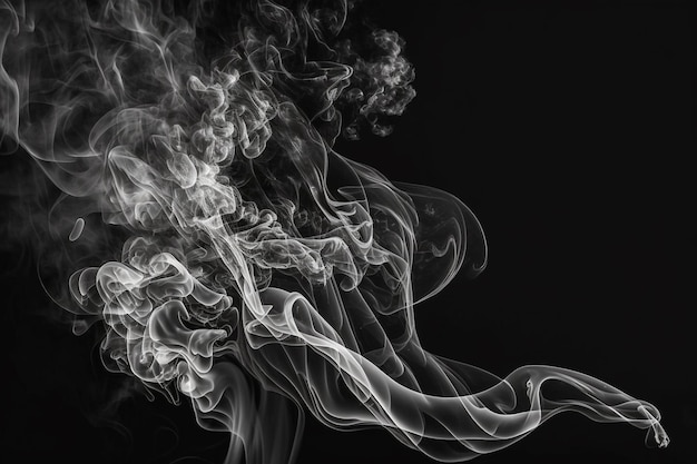 Generatywne ai dymu ze świecy na ciemnym tle abstrakcyjne chmury dymu tekstury dymu parowego