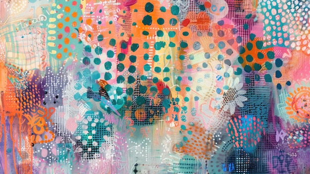 Generatywne AI grunge kolorowe malowane tło kolażowe Różne kształty i kolory