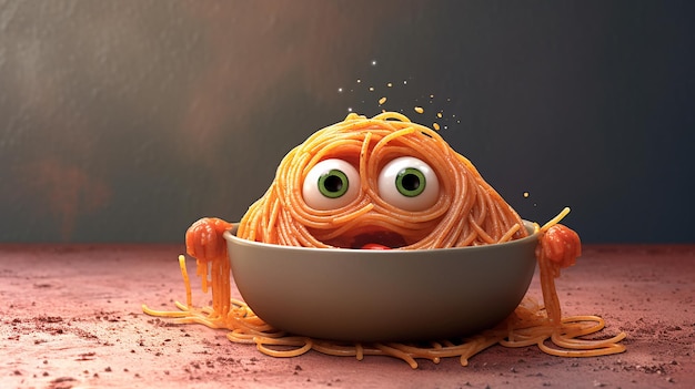 Zdjęcie generatywne ai postaci spaghetti z kreskówek
