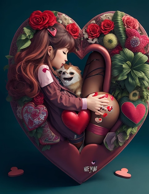 generatywne czerwone serce prawdziwej miłości autorstwa Ai 09