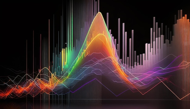 Generatywne linie wykresu giełdowego AI wykres finansowy na abstrakcyjnym tle technologii reprezentują