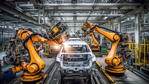 Generatywne ramiona robotów AI w fabryce pojazdów