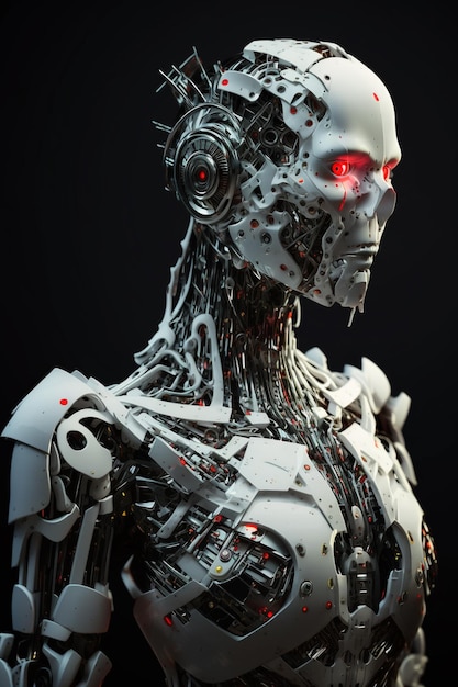 Generatywny ai ilustracja scifi futurystyczny humanoidalny niekompletny robot