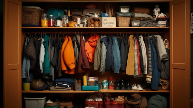 Generatywny AI Overhead Shot of Closet for Household Items