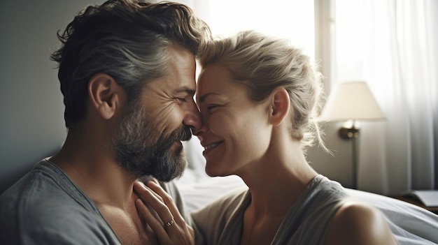 Generatywny AI Portret zakochanej pary w sypialni
