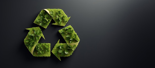 Generatywny AI Zielony znak recyklingu wykonany z drewna i pozostawiający koncepcję ponownego wykorzystania zero odpadów