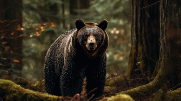 Generowana sztuczna inteligencja niedźwiedzia i przerażającego niedźwiedzia