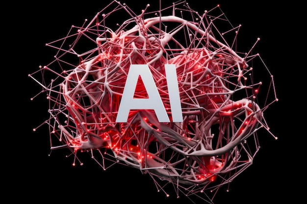 Generujące czerwone logo sieci neuronowej ai