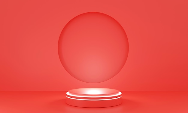 Geometria kształtuje podium do wyświetlania produktu na czerwonym tle ilustracji renderowania 3d