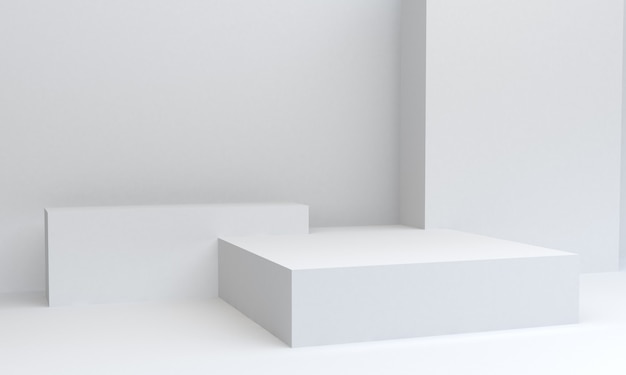 Geometryczna Biała kształt scena minimalna, 3d rendering.