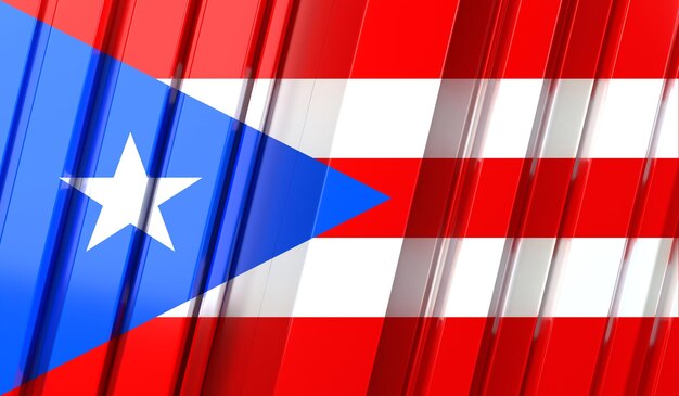 Geometryczna flaga Puerto Rico z paskami ilustracja 3D