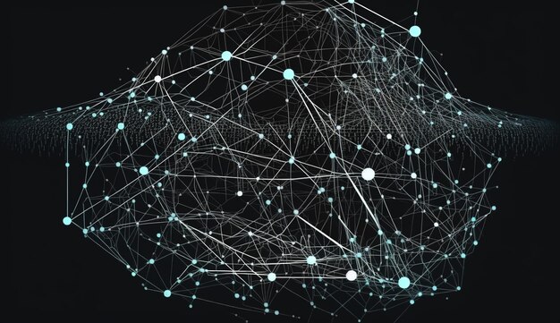 Geometryczna grafika tła cząsteczka i komunikacja Połączone linie z kropkami AI Generowane