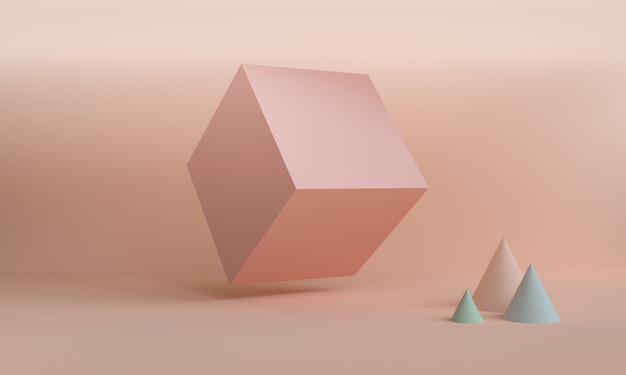 Geometryczna Kształt Sceny Minimalny Styl, 3d Rendering.