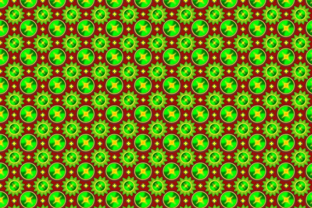 Geometryczne kształty zielone kolory wzór na bordowy kolor tła