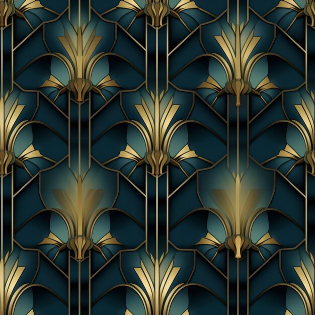 Geometryczne Realistyczne luksusowe art deco Bezszwowe tło wzór