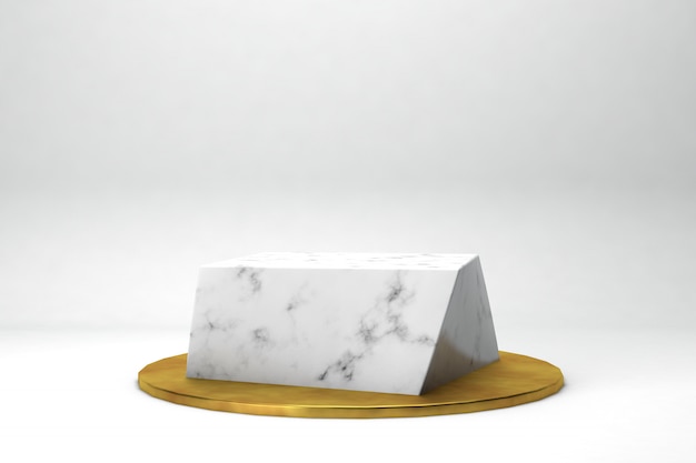 Geometryczny kształt renderingu 3d dla produktów lub achivments marmuru i złota w białym studio