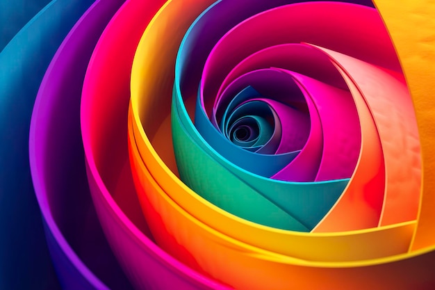 Geometryczny wzór spiralny w żywych i energicznych kolorach Profesjonalny eksperyment oceny kolorów AI Generative