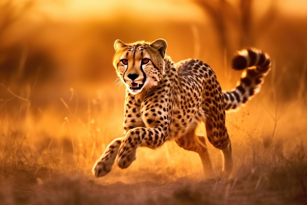 Gepard biegnący w dzikiej przyrodzie Gepard generatywny Ai