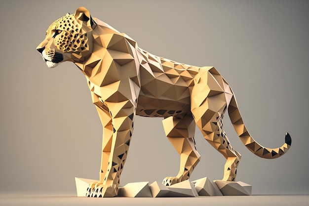 Gepard geomatrick low poly grafika ilustracja ai sztuka generowana