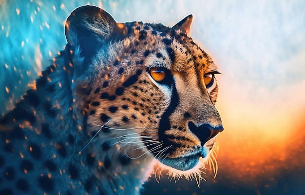 Gepard na sawannie Koncepcja ochrony dzikiej przyrody i zielonej planety