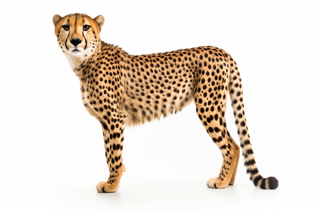 gepard stojący na białej powierzchni