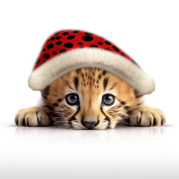 Gepard w kapeluszu Świętego Mikołaja