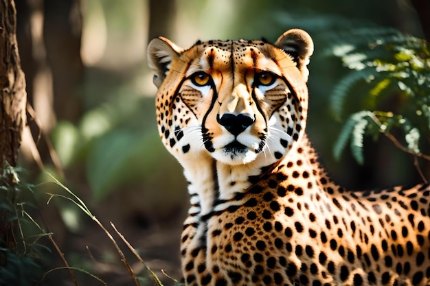 gepard w lesie, naturalny widok