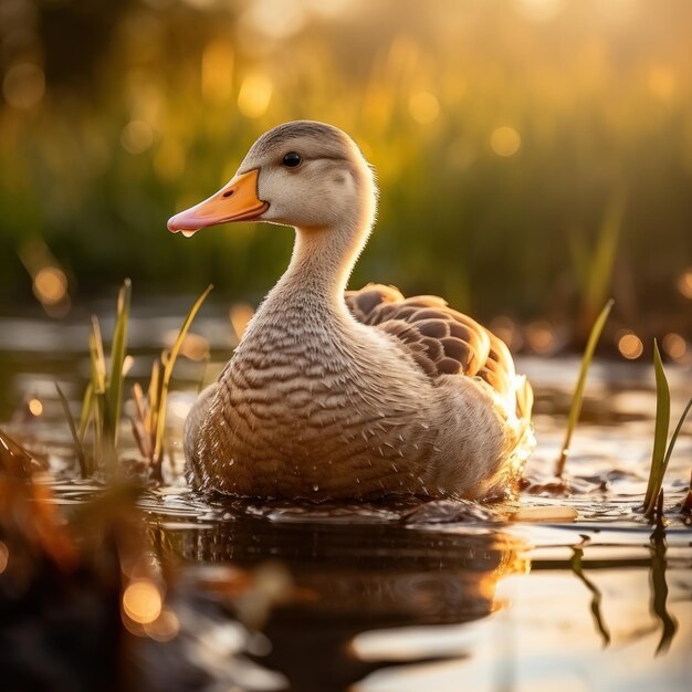 Gęś w swoim naturalnym środowisku Fotografia dzikiej przyrody Generatywna sztuczna inteligencja