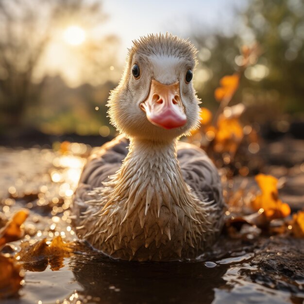 Gęś w swoim naturalnym środowisku Fotografia dzikiej przyrody Generatywna sztuczna inteligencja