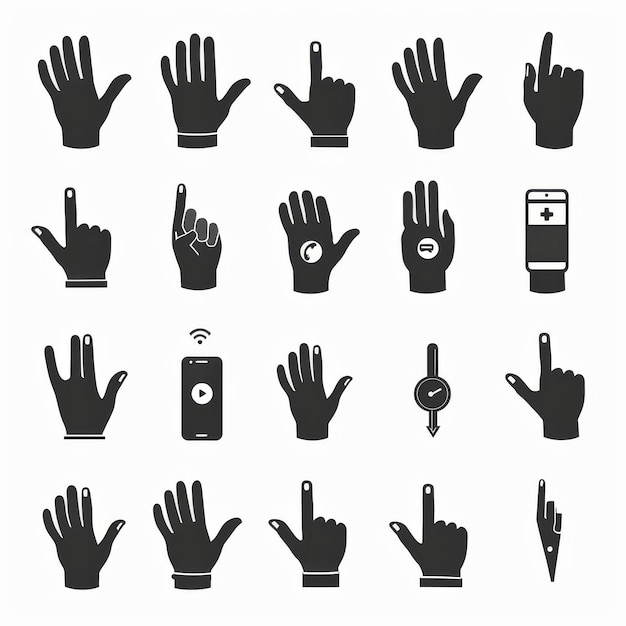 Zdjęcie gesty rąk za pomocą smartfona korzystanie z gestów rąk do dotykania kliknięcia zoomowania obracania i dotykania interfejs ekranu dotykowego nowoczesny zestaw