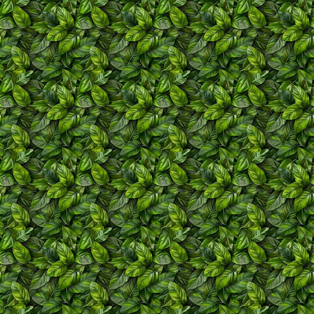 Gęsty zielony liść bezszwowy wzór bardzo szczegółowa ilustracja botaniczna