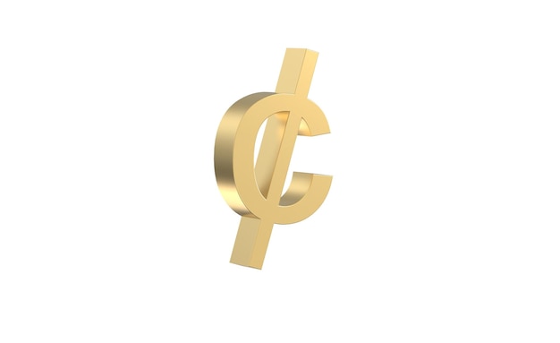 Ghana Cedi Symbol waluty Ghany w złotym 3d