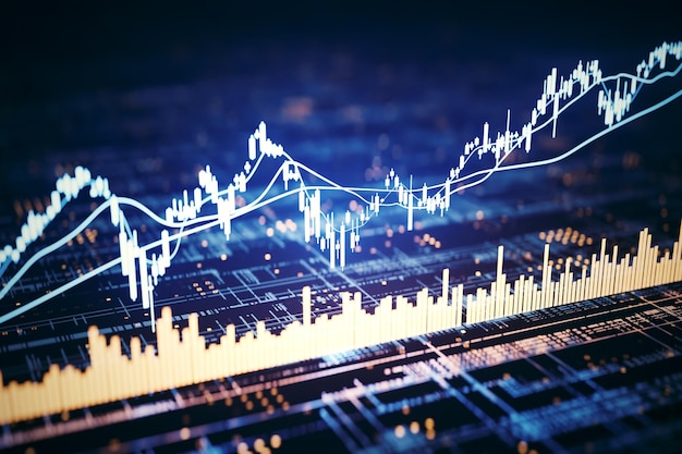 Giełdowy wykres technologia tło renderowania 3d