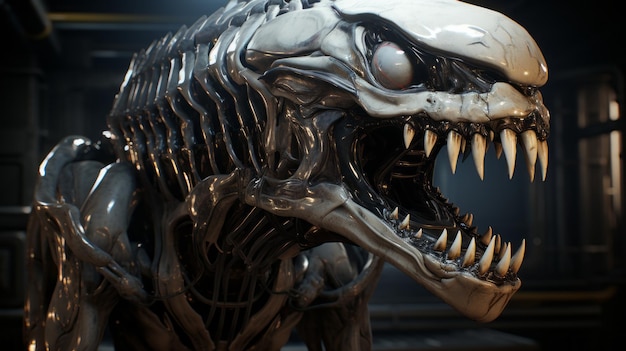 Gigers Masterpiece The Terrifying XenomorphWhaleshark Hybrid uchwycony w nierealnym fotorealizmie 3D
