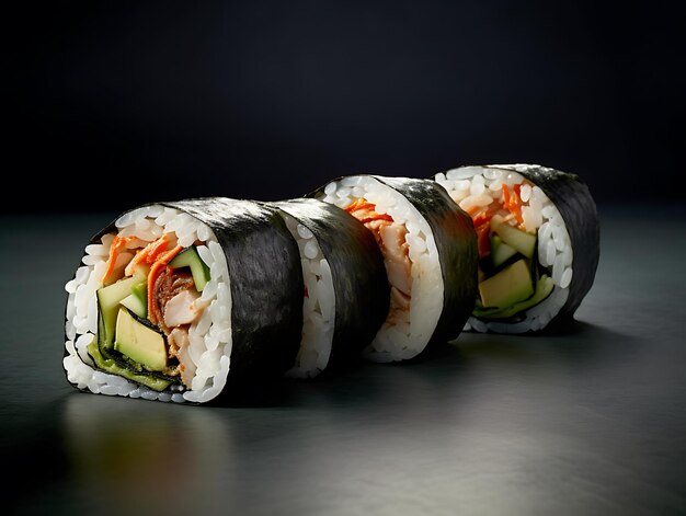 Gimbab koreański sushi roll ryżowy z wodorostów wykonany z gim koreańskie jedzenie uliczne Ai Generative