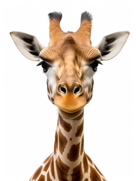 Girafa nakręcona w studiu na białym tle Generatywna sztuczna inteligencja